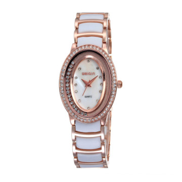 2015 stainless steel luxury high quality fancy quartz custom new design fashion lady watch pink ceramic watches band